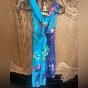 Versace x H&M asymmetrical floral dresss